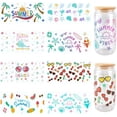 thumbnail image 1 of 8 unidades de 8 estilos de calcomanías para vasos de verano, transparentes, de plástico, con motivos de vacaciones, mar, océano y playa, impermeables., 1 of 9