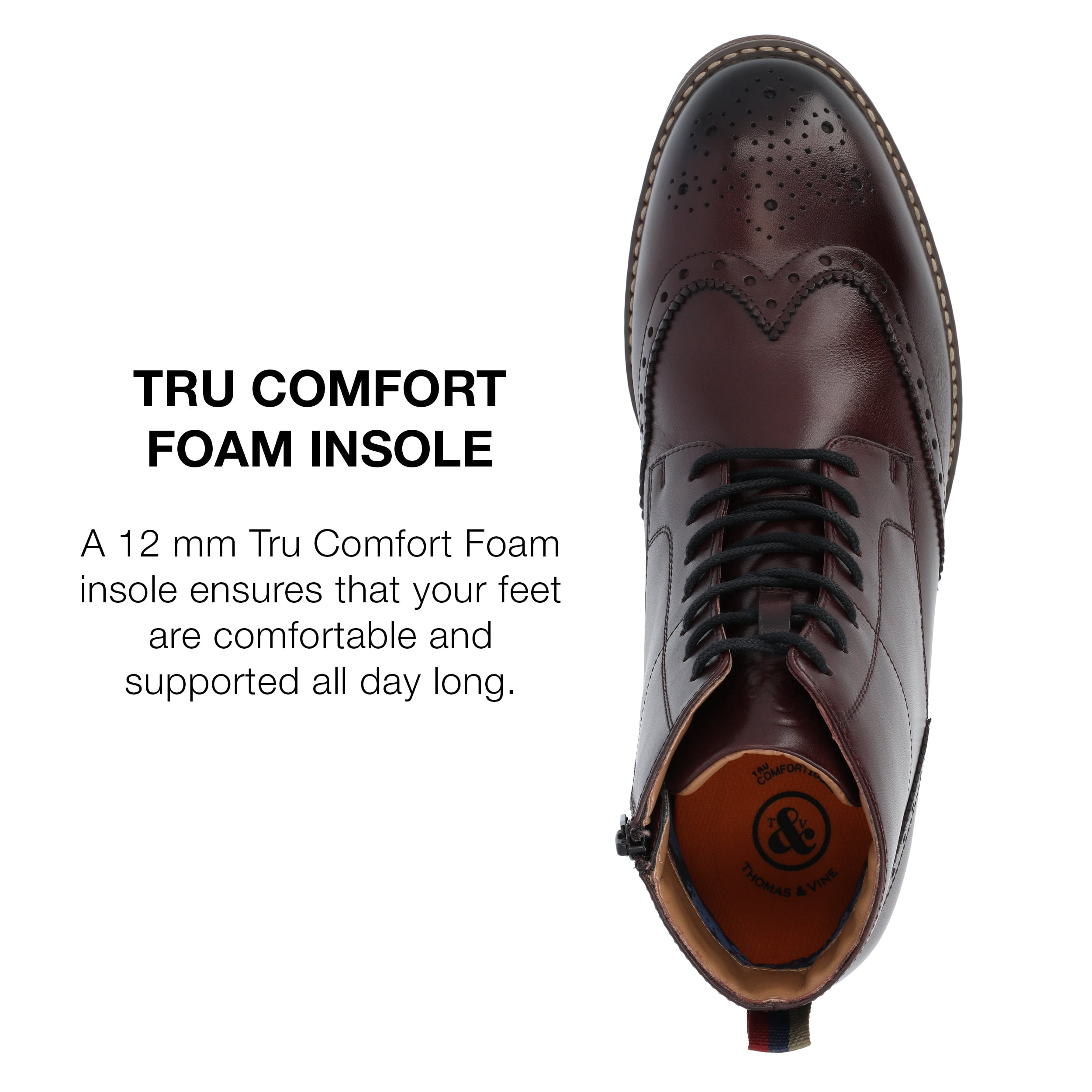 Thomas & Vine Edison Tru Comfort Foam Wingtip Ankle Boot new Thomas & Vine Edison Wingtip Ankle Boot In Cognac | ModeSens main image 3