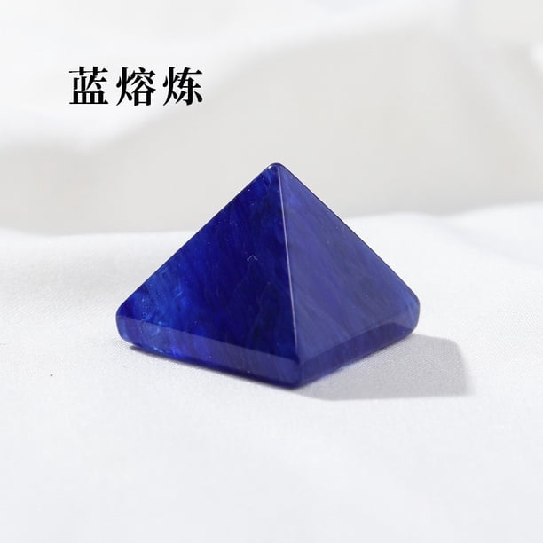 Xiao Hua 2 piezas de pirámide de piedra de cristal natural, torre Feng Shui, adorno de siete estrellas para escritorio, adorno decorativo de piedra de cristal azul de 2 cm.