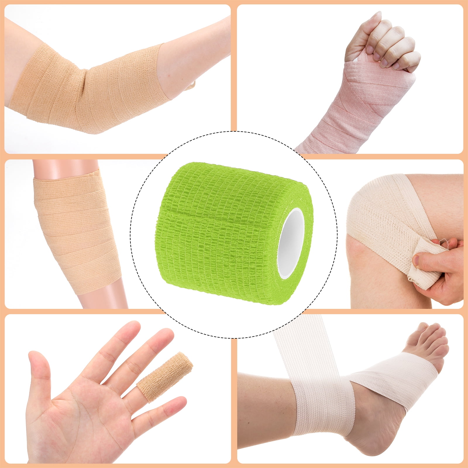 12 Rolls Adhesive Elastic Tape Elastic Bandage,2" x 5 Yards Wrap Stretch Wrist Knee Tape,Grass Green