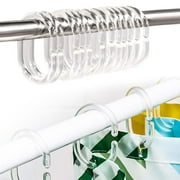 SUNFEX 24 Pack Clear Shower Curtain Rings Hooks Bathroom Plastic Pole Rail Guide Hanger