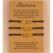 AUNOOL 3 Pcs Matching Heart Distance Bracelets Friendship Gift for Sisters Best Friends Bestie Girls Women