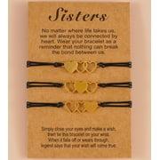 AUNOOL 3 Pcs Matching Heart Distance Bracelets Friendship Gift for Sisters Best Friends Bestie Girls Women