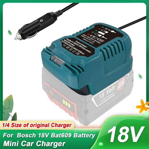 Cargador de Batería de Coche Nuevo para Bosch, Cargador de Batería de Iones de Litio de 18V, Chargers Compacto con Indicador LED, Enchufe para Encendedor de Cigarrillos, Vehículo