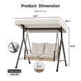 thumbnail image 2 of KAMEROUT 2-Person Outdoor Patio Swing with Stand,  Wicker Swing with Adjustable Canopy & Removable Beige Cushions for Garden, Backyard, 2 of 12