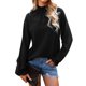 thumbnail image 2 of Top con cuello simulado para mujer, Top de manga larga para mujer Top con manga larga acampanada para mujer Blusa de color puro Calidad en la que puedes confiar, 2 of 8