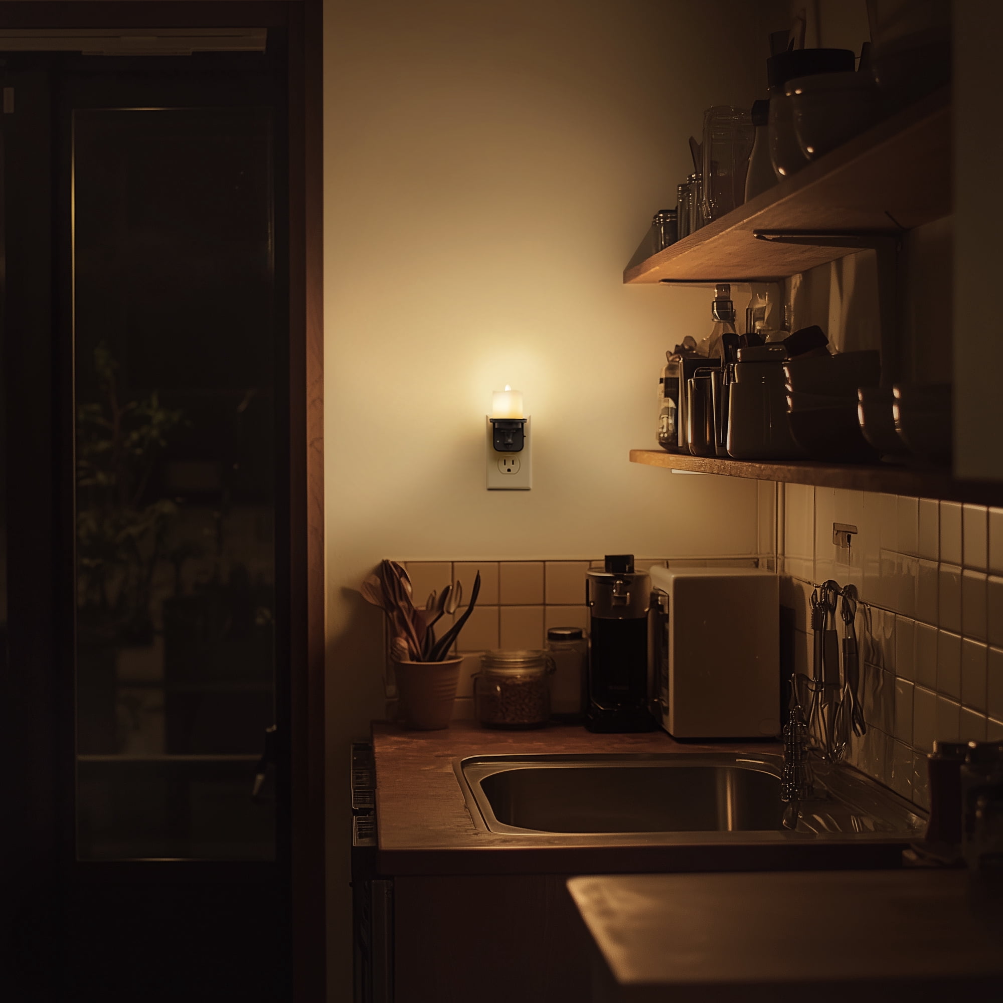 LOHASLED 2 Pack Black Warm White 3000K Candle Night Light with Dimmer