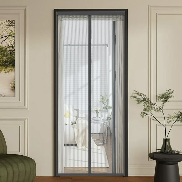 XUNRYAN Magnet Screen Door Mesh,82.6*35.4in Mosquito Screen Magnetic Door Curtain,Household Bedroom Partition Curtains,Encrypted Mesh Patio Door Curtains(Black) Door Set Clearance