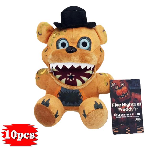 10 peluches de Freddy de FNAF, rellenos de osos y liebres, ideal para cumpleaños infantiles y Navidad.