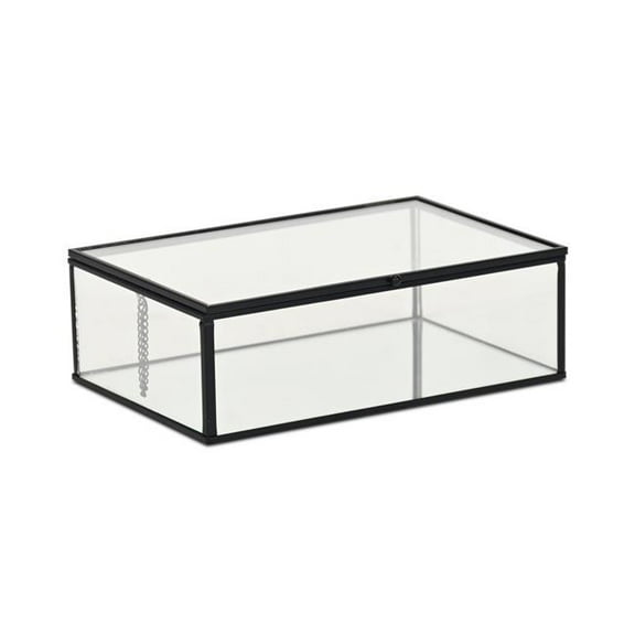 Cheungs 6138BK Lume Glass & Metal Frame Storage Box - Black