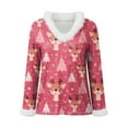 thumbnail image 4 of felwors Women's Christmas Graphic Print Sweatshirt - Faux Fur Trim V-Neck Long Sleeve Holiday Pullover Sweater Pink, XL, 4 of 4