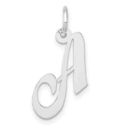 Diamond2Deal 14k White Gold Small Script Letter A Initial Pendant for Women(L- 12.61 mm, W- 15.69 mm)