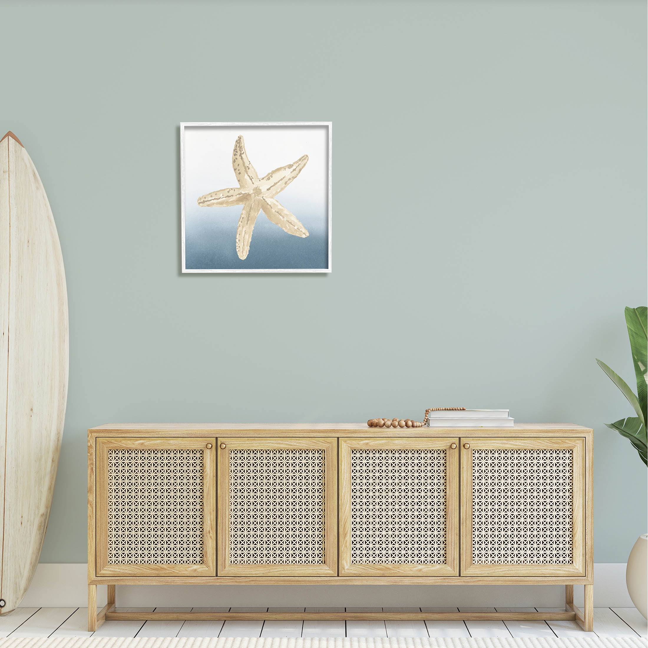 Summer Beach Life Starfish Animals & Insects Graphic Art White Framed Art Print Wall Art