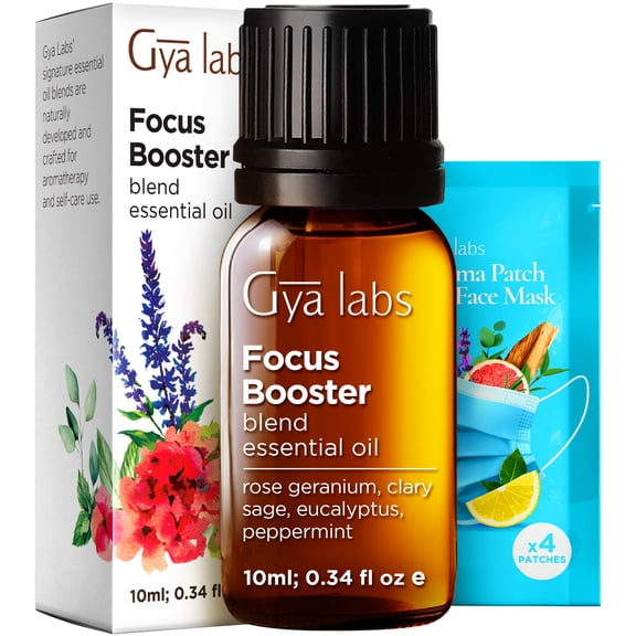 Gya Labs Focus Booster Essential Oils Blends - 0.34 Fl Oz - for Diffuser, Home, Humidifier, Aromatherapy and DIY Candle Making Scents