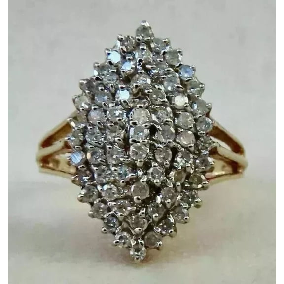 3Ct Round Cut Lab Created Diamond Cluster Engagement Ring 14K Yellow Gold Plated