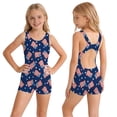 thumbnail image 4 of Shadoumai Girls Swimsuit One Piece Size 6 High Waisted Tankini Sets Quick Dry Color Block Girl Bathing Suit Stretch Strap Swimwear with Cover Up Beach Skirt, 4 of 6