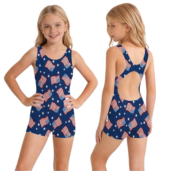Rvusndi Girls Swimsuits 250 Anniversary Usa Bathing Suits 4th of July Patriotic Printed One Piece Swimsuit for Kids Summer Beach Swimwear
