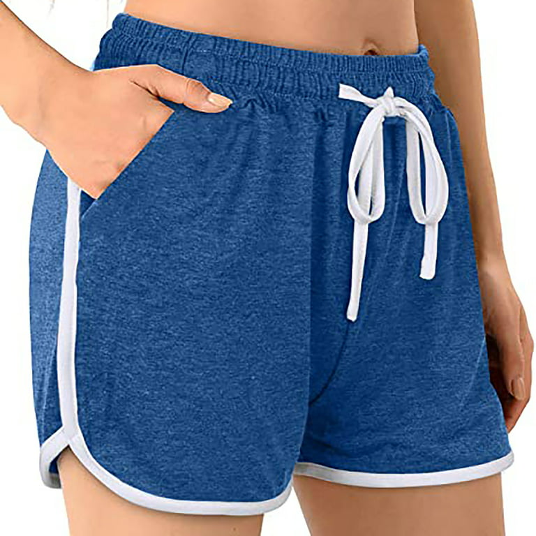 Running Shorts for Women Elastic High Waisted Drawstring Cotton Sports  Short Casual Summer Yoga Dance Athletic Shorts