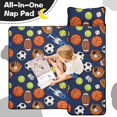 thumbnail image 4 of Football and Tennisball Navy Pattern Teens Toddler Nap Mat with Pillow, Sleeping Mat Bag for Preschool Daycare 59"x22", 4 of 6