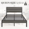 thumbnail image 5 of Isvyn Queen Bed Frame with Rustic Vintage Wood Headboard and Footboard,Metal Support,Grey, 5 of 8