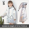 thumbnail image 4 of Hooded Transparent Raincoat Girl Boys Rain Coat Hooded Outdoors Clear Waterproof Kids Toddler Children's Rainwear Protective Covers,Black,L, 4 of 7