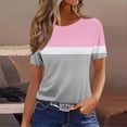 thumbnail image 3 of cocolona Womens Casual Summer Striped Printed Shirts Basic Pullover Tees Dressy Casual Blouses Crew Neck Short Sleeve Tops, 3 of 4
