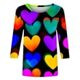 thumbnail image 5 of Vetsdori Womens 3/4 Sleeve Tops Gifts for Junior Pullover Valentine Casual Cute Graphic,Heart Print Blouses for Junior Fashion, 5 of 6