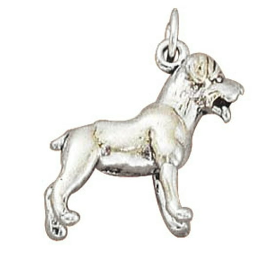 Sterling Silver 24" Unisex 1.5mm Box Chain 3D Rottweiler Dog Breed Pendant Necklace