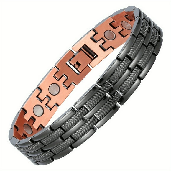 EASTIN 1pc Strength 99.99% Pure Copper Bracelets for Men Copper Bracelet with Premium Clasp and Magnets Adjustable Magnetic Bracelet Length with Included Sizing Tool
