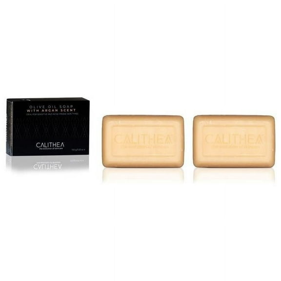 Calithea Skincare CS-SOAP-ARG-2PK Olive Oil Soap with Argan: 100% Natural Content - 100g - 2-Pack
