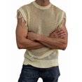 thumbnail image 2 of Men'S Crochet Knit Sleeveless Mesh Tank Top Khaki L, 2 of 7