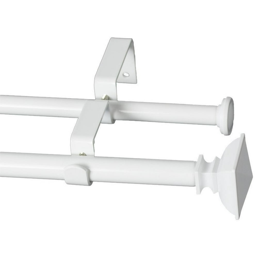 Urbanest Square Urn Double Curtain Rod Set, 5/8", 2848", Glossy White