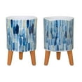 thumbnail image 2 of Melrose Set of 2 Green and Blue Abstract Mini Pots with Legs 6", 2 of 2