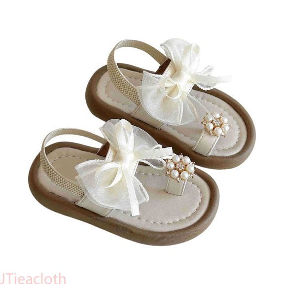 JTieacloth Girls Sandals For Toddler Kids Soft Comfortable Summer Beach Shoes With Bowknot Design Casual Outdoor Walking For Little Girls Summer Flat Sandals,Sizes 6 Toddler(12-18 Months)