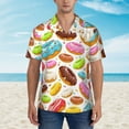 thumbnail image 4 of Balery Color Donut Print Men's Hawaiian Shirts Short Sleeve Beach Shirt Relaxed Fit Vacation Button Down Shirts-3X-Large, 4 of 9