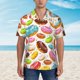 thumbnail image 2 of Balery Color Donut Camisas hawaianas de manga corta para hombre, camisas playeras de corte holgado, camisas de vacaciones con botones,Medium, 2 of 7