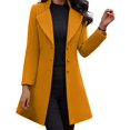thumbnail image 2 of Women Woolen Jacket - Turn-down Collar Solid Color Single-breasted Coat Slim Fit Thermal Long Sleeved Commuting Dating Spring Fall Winter Overcoat, 2 of 8