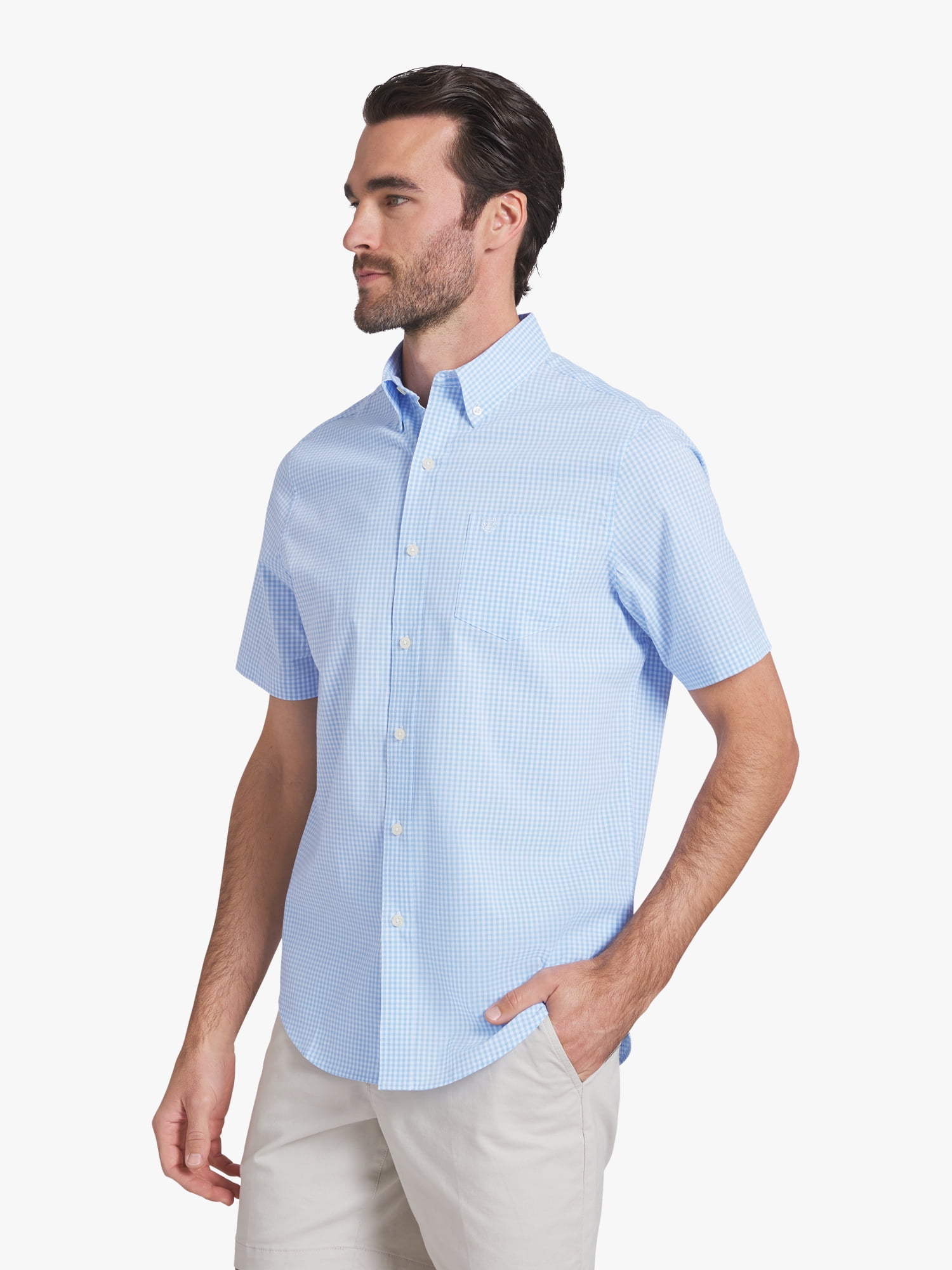 Chaps Men's & Big Men's Short Sleeve Easy Care Stretch Poplin Shirt, Sizes S-3XL