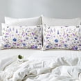 thumbnail image 4 of Purple Flower Bed Sheets Set Queen,Wildlife Sheet Set,Cottage Floral Sheets,Butterfly Flat Fitted Sheet with 2 Pillowcases Wrinkle Free, 4 of 6