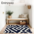 thumbnail image 3 of ODIKA 6'x9' Machine Washable Non-Slip Area Rug, Chevron Striped Contemporary Floor High Traffic Rug with Pad, Blue, 462151, 3 of 8