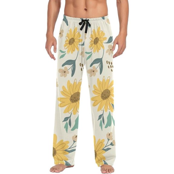 Sunflower Beige Ghost Pajama Pants, Men's Lounge Pants Light with Drawstring and Pockets, Christmas New Year Birthday Father's Day Gifts, XX-Large