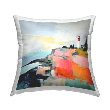 Stupell Industries Abstract Coastal Lighthouse Decorative Printed Throw Pillow, 18 x 18