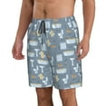 thumbnail image 2 of Kdxio Blue Bathroom Pattern Mens Casual Shorts - Drawstring Summer Beach Sports Shorts for Men, 2 of 9