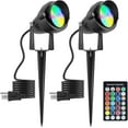 thumbnail image 1 of Halloween Spotlight Outdoor 15W 1500 LM with RF Remote 110V COB LED Spot Lights Outdoor RGB Color Changing Landscape Lights for Yard Tree Path Garden Decor(2 Pack), 1 of 8