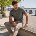 thumbnail image 4 of AZoiNM Men's Short Sleeve Henley Shirt, Slim Fit Casual Cotton T-Shirt with Button Placket, 4 of 12