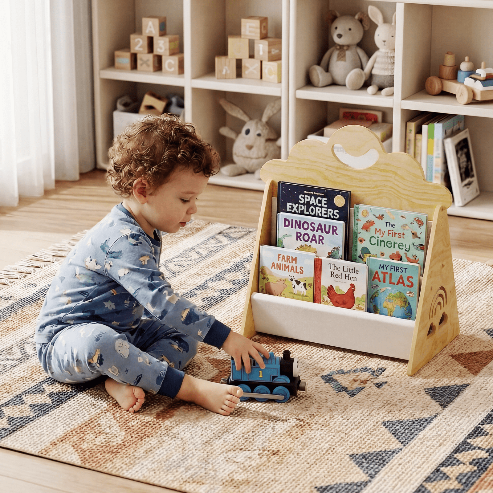 Wood Kids Bookshelf, Montessori Bookshelf,Suitable Kids Rooms, Nursery & Classroom, Toddler Book Rack, Nursery Book Shelves, Kids Bookcase, The Perfect Nursery Organizer