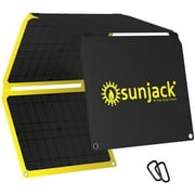 SunJack 60 Watt Foldable Weatherproof ETFE Monocrystalline Solar Panel with DC/USB QC3.0/Type-C for Cell Phones, Laptops and Power Stations and Portable for Backpacking, Camping, Hiking and More
