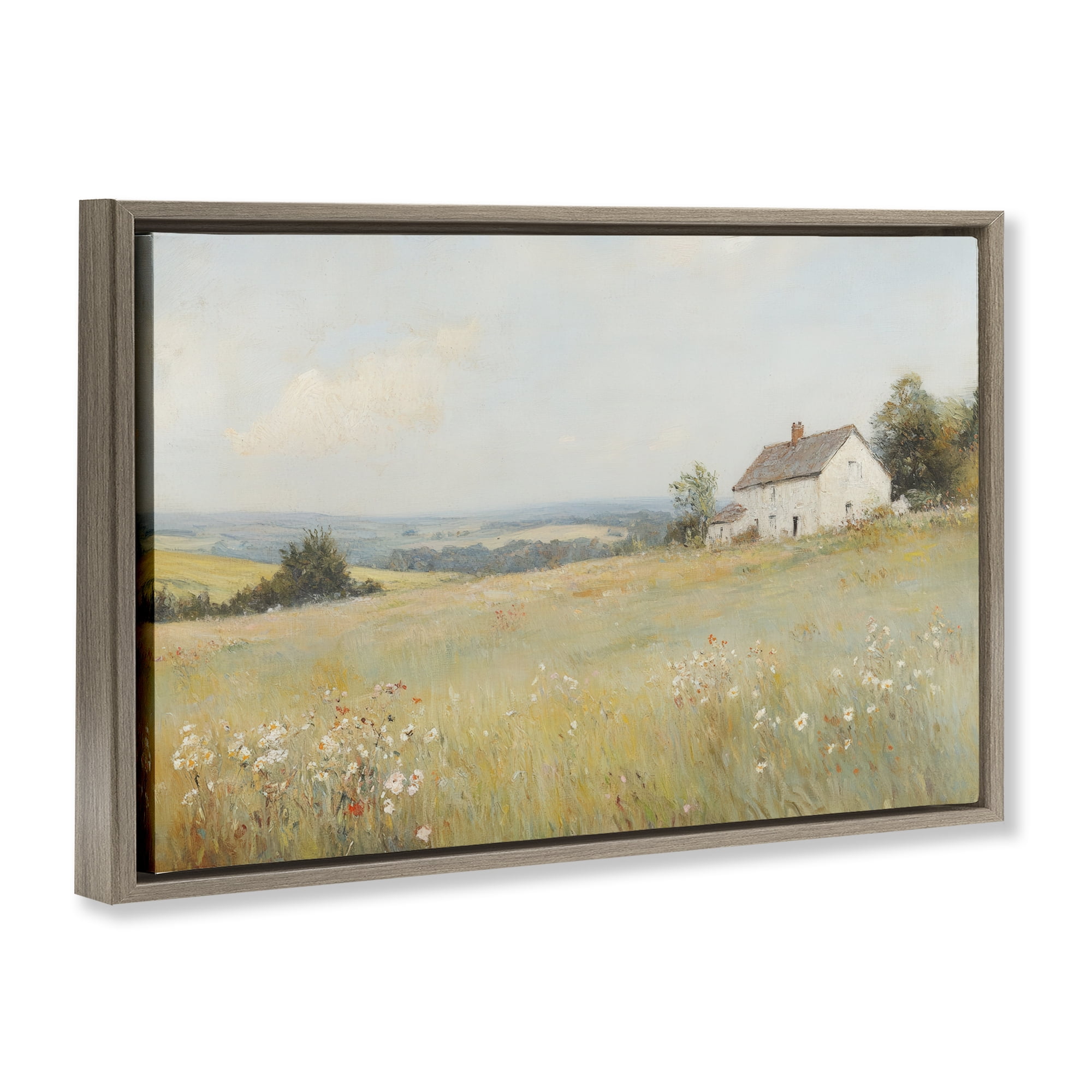 Stupell Industries Little House In The Prairie Brown Framed Floater Canvas Wall Art, design by Petal Prints Design