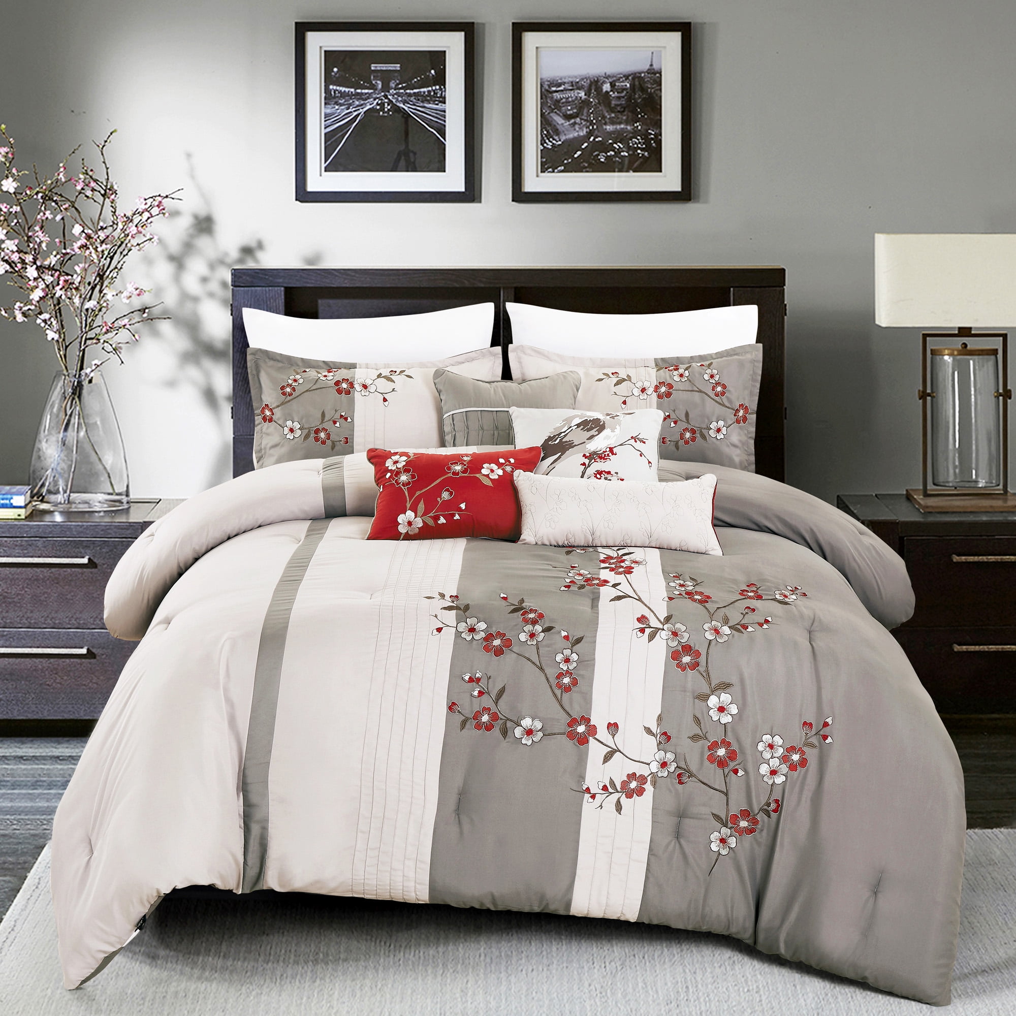 HGMart 7 Piece Bedding Comforter Set Luxury Bed In A Bag Queen Size