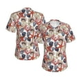 thumbnail image 3 of Yiaed Starfish Shell Print Women's T Shirt V-Neck Short Sleeve Shirt Casual Breathable Tee Summer Tops-Large, 3 of 5